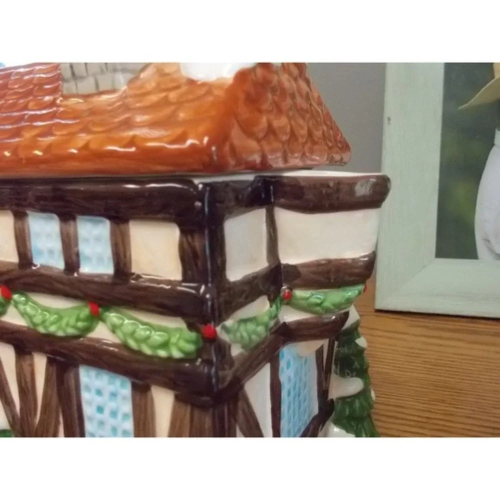 Vintage Victorian Christmas Village Ceramic Teapot Holiday Cottage Decor